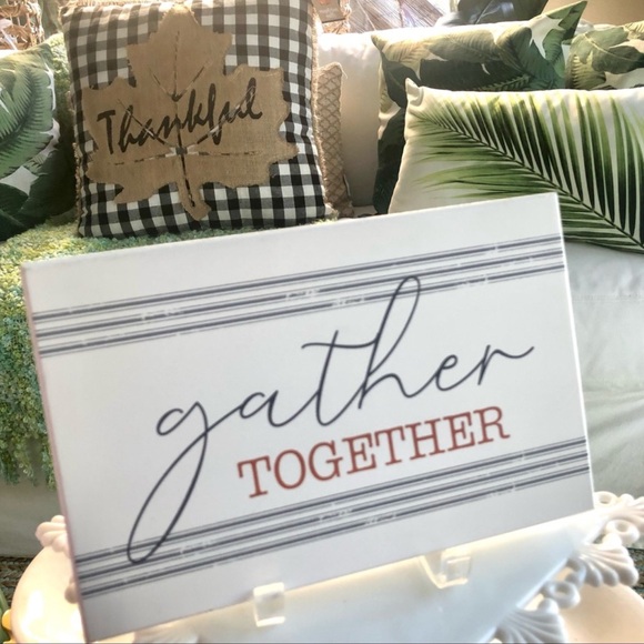 NWT Fall Thanksgiving Wood GATHER TOGETHER Sign - Picture 1 of 4